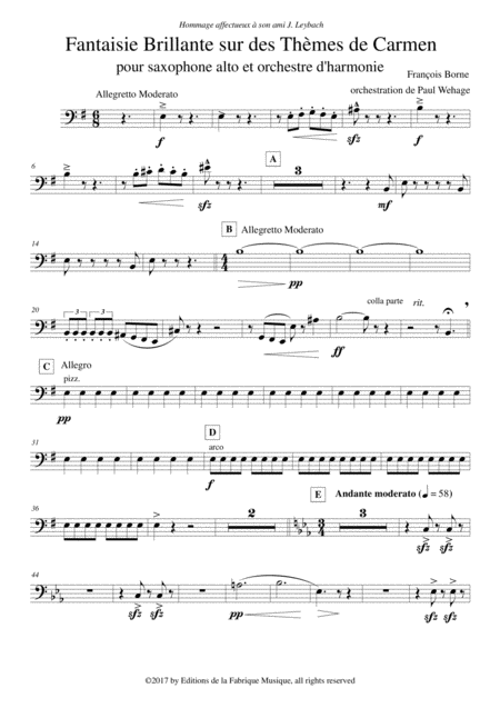 Fantaisie Brillante Sur Des Thmes De Carmen For Alto Saxophone And Concert Band Double Bass String Bass Part Page 2