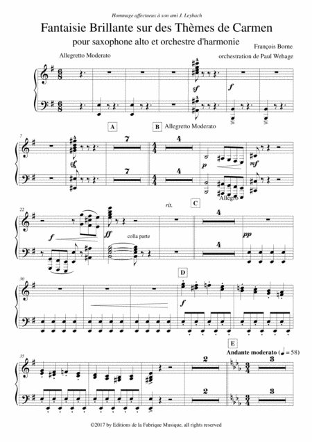 Fantaisie Brillante Sur Des Thmes De Carmen For Alto Saxophone And Concert Band Harp Part Page 2