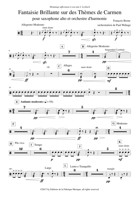 Fantaisie Brillante Sur Des Thmes De Carmen For Alto Saxophone And Concert Band Percussion 1 Part Page 2