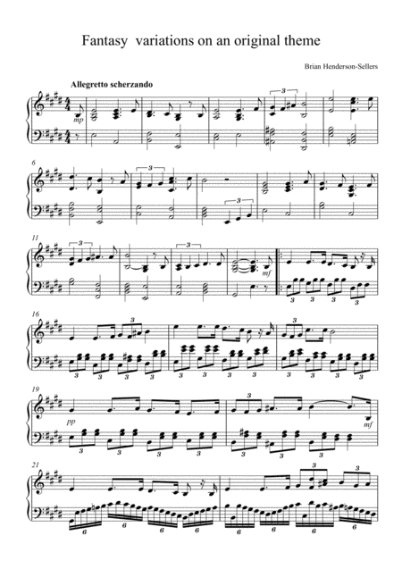 Fantasy Variations On An Original Theme Piano Solo Page 2