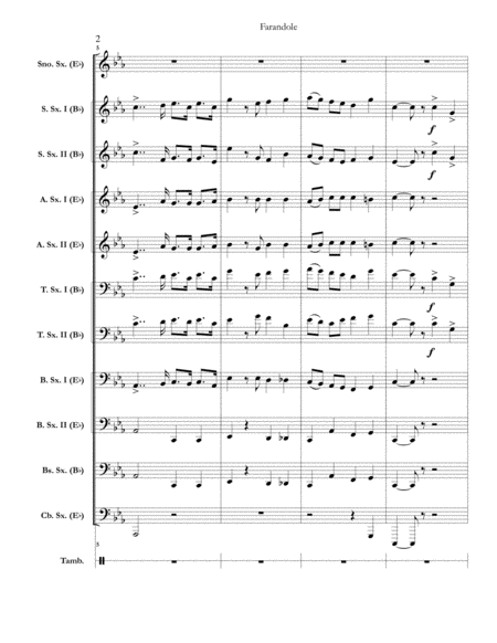 Farandole From L Arlesienne Suite Number 2 For Saxophone Choir Full Score Set Of Parts Page 2