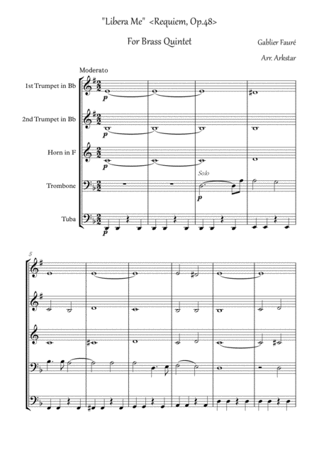 Faur Lebera Me Requiem Op 48 For Brass Quintet Page 2