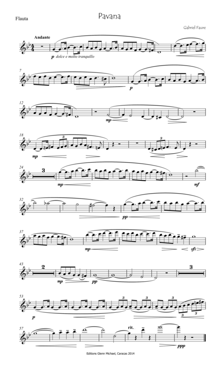 Faure Pavane For Flute Piano In G Minor Page 2