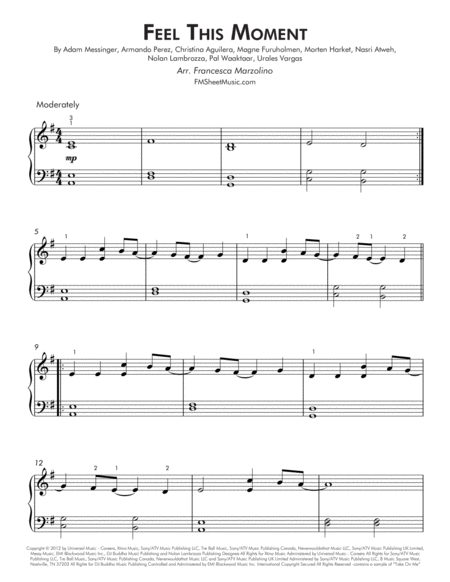 Feel This Moment Easy Piano Page 2