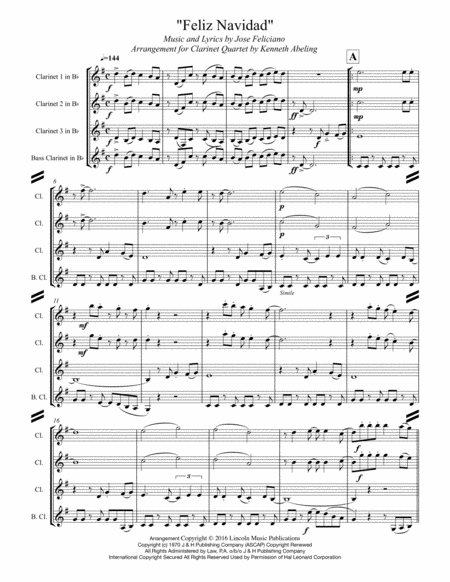 Feliz Navidad For Clarinet Quartet Page 2