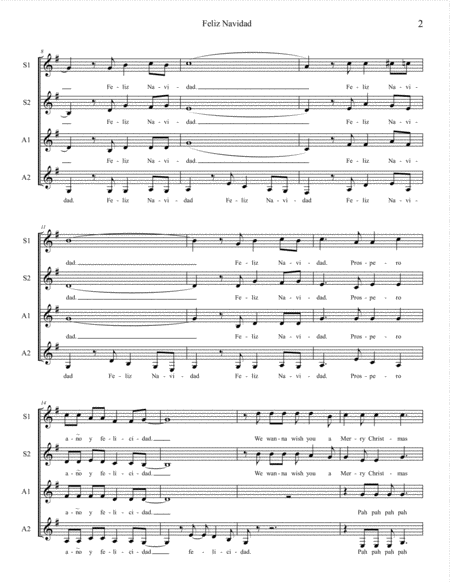 Feliz Navidad Ssaa A Cappella Page 2