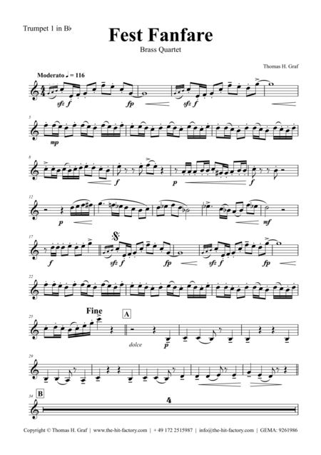Fest Fanfare Classical Festive Fanfare Opener Brass Quartet Page 2
