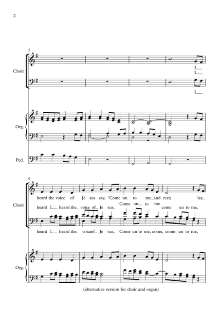 Festive Concertato Hymn Kingsfold I Heard The Voice Of Jesus Say For Satb Choir And Organ Page 2