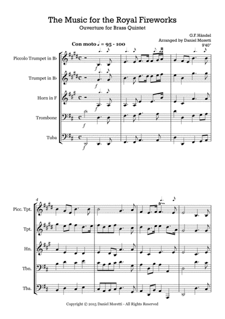 Feuerwerksmusik Ouverture The Music For The Royal Fireworks Brass Quintet Page 2