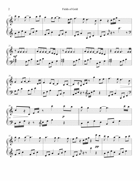 Fields Of Gold For Solo Piano Eva Cassidy Version Page 2