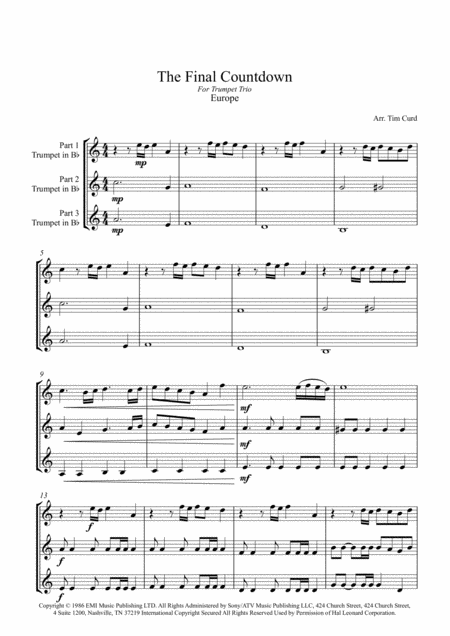Final Countdown For Trumpet Trio Page 2
