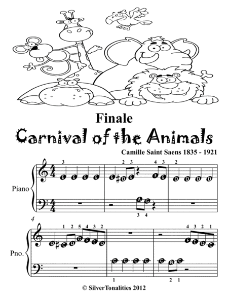 Finale Carnival Of The Animals Beginner Piano Sheet Music Tadpole Edition Page 2