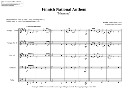 Finnish National Anthem Maamme For Brass Quintet Page 2