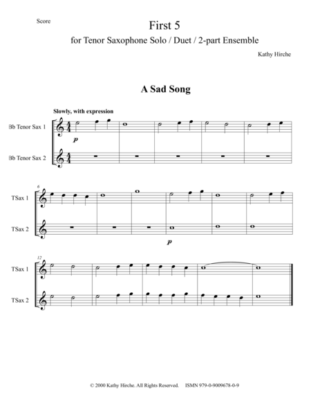 First 5 Tenor Saxophone Solo Duet Or 2 Part Ensemble Page 2