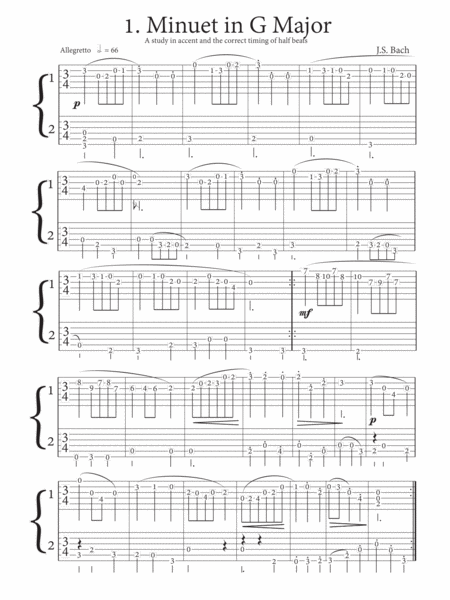 First Lessons In Bach For Guitar Duet Volume 1 Rhythmic Tablature Page 2