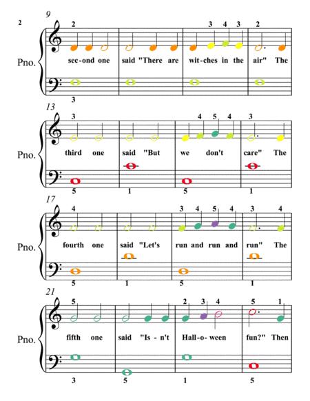 Five Little Pumpkins Easiest Piano Sheet Music With Colored Notes Page 2