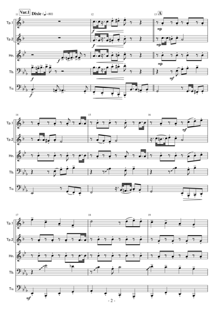 Five Variations On I Met A Bear For Brass Quintet Page 2