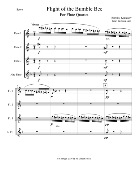 Flight Of The Bumble Bee For Flute Quartet Page 2