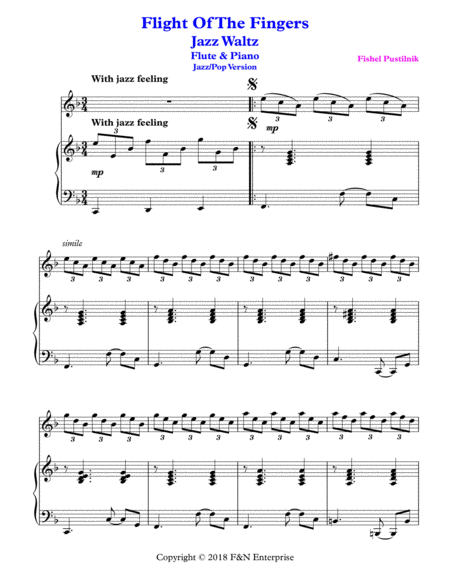 Flight Of The Fingers Jazz Waltz Piano Background For Flute And Piano Video Page 2