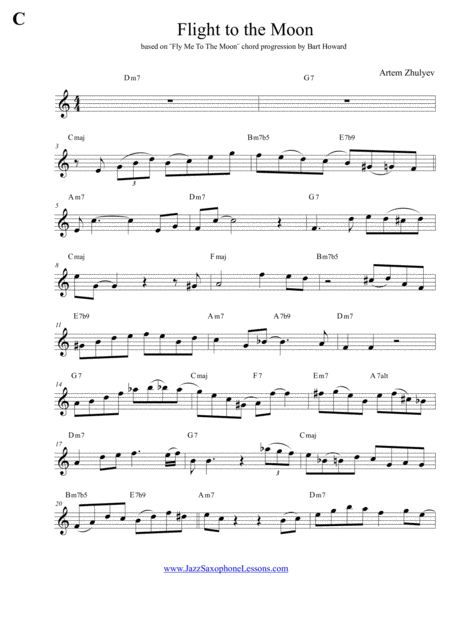 Flight To The Moon Jazz Etude Based On Fly Me To The Moon Chord Progression By Bart Howard Page 2