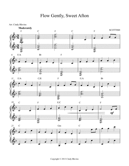 Flow Gently Sweet Afton Arranged For Double Strung Harp From My Book 24 Folk Songs For Double Strung Harp Page 2