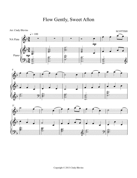 Flow Gently Sweet Afton Arranged For Piano And Native American Flute Page 2