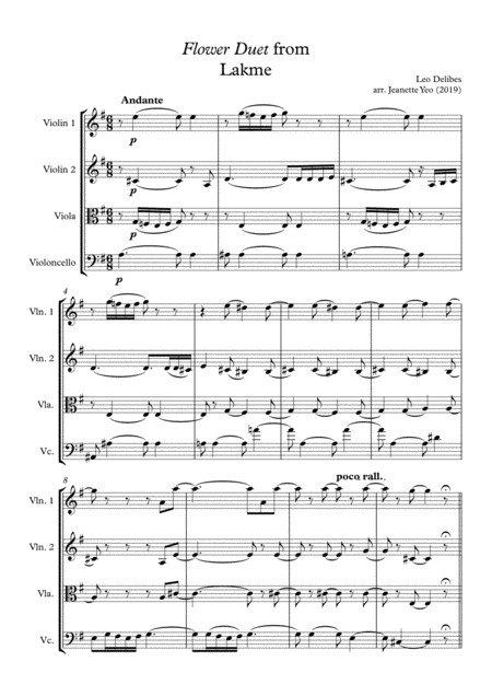 Flower Duet From Lakme For String Ensemble Conductors Score Page 2