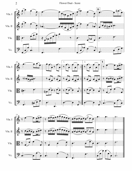 Flower Duet In C Major For String Quartet Page 2