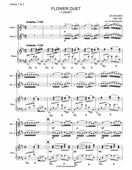 Flower Duet Lakm For 2 Violins Piano Page 2
