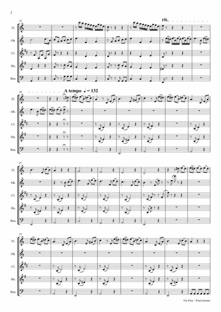 For Elise Ludwig Van Beethoven Wind Quintet Page 2