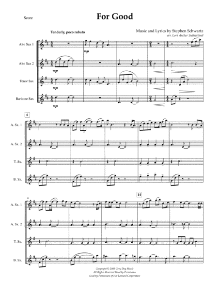 For Good For Saxophone Quartet Page 2