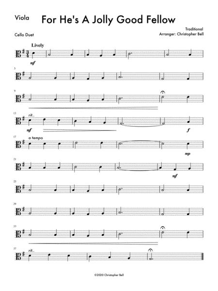 For Hes A Jolly Good Fellow Cello Duet Page 2