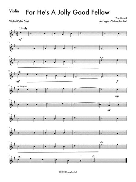 For Hes A Jolly Good Fellow Violin Cello Duet Page 2