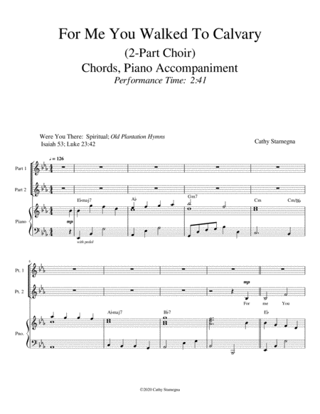 For Me You Walked To Calvary 2 Part Choir Chords Piano Accompaniment Page 2