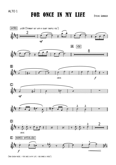 For Once In My Life Arrangement For Big Band And Voice Page 2