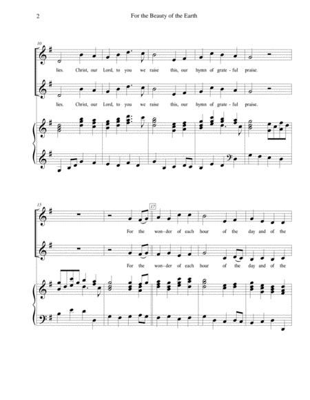 For The Beauty Of The Earth 2 Part Choir With Piano Accompaniment Page 2