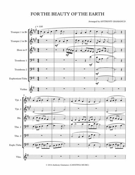For The Beauty Of The Earth Brass Sextet With Violin Solo Or Section Page 2