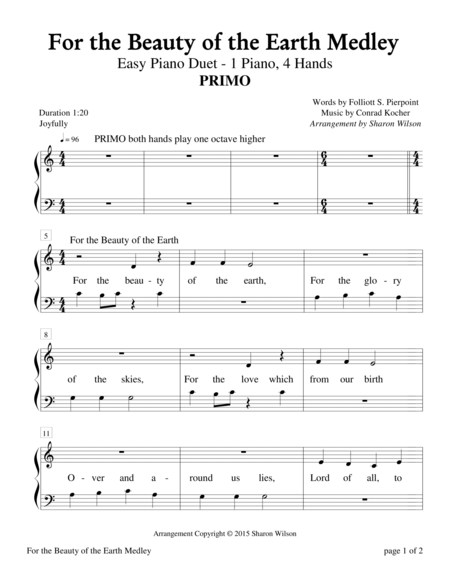 For The Beauty Of The Earth Medley Easy Piano Duet 1 Piano 4 Hands Page 2