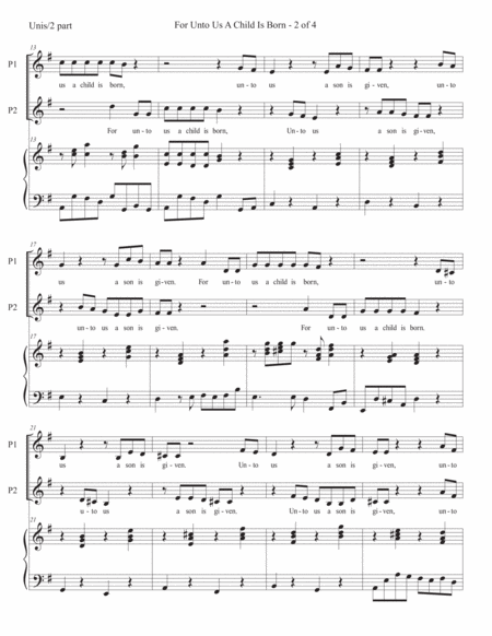 For Unto Us 2 Part Handels Messiah For Young Voices Page 2