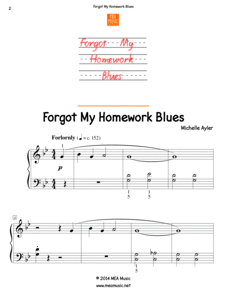 Forgot My Homework Blues Page 2