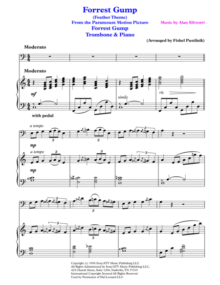 Forrest Gump Main Theme For Trombone And Piano Jazz Pop Version Page 2