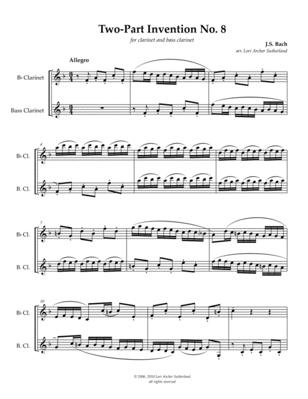 Four Bach Inventions For Clarinet And Bass Clarinet Page 2