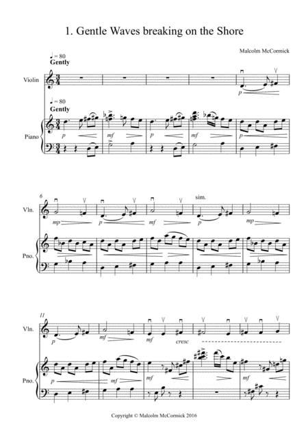 Four Beach Scenes For Beginner Easy Violin With Piano Accompaniment Page 2