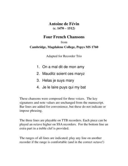 Four French Chansons For Recorder Trio Page 2