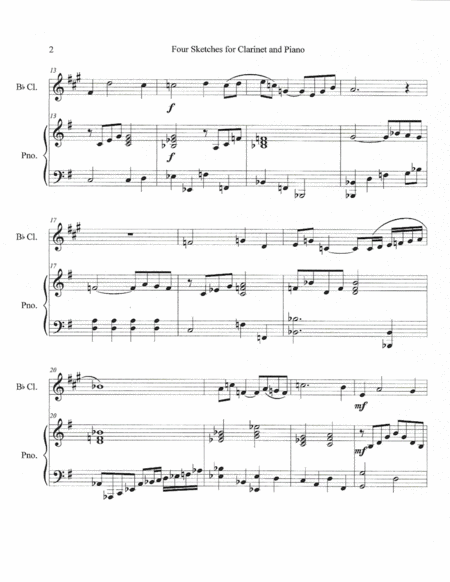 Four Sketches For Clarinet And Piano Page 2