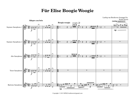 Fr Elise Boogey Woogie For Saxophone Quintet Page 2