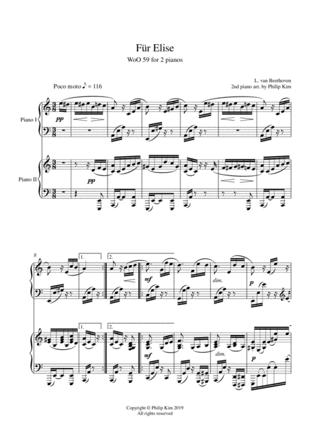 Fr Elise For 2 Pianos By Beethoven Page 2