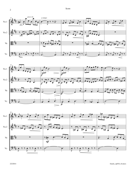 Franck Prelude Fugue And Variation Op 18 For String Quartet Page 2
