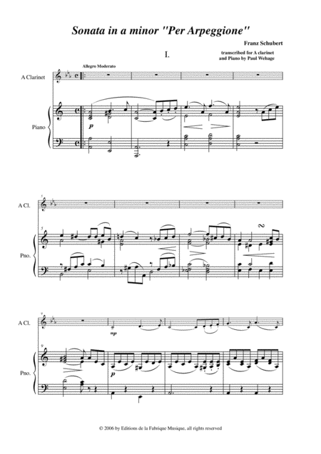 Franz Schubert Sonata In A Minor Per Arpeggione Arranged For A Clarinet And Piano Page 2