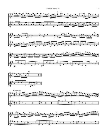 French Suite No 6 Bwv 817 For Violin Or Flute And Guitar Page 2